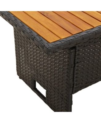 Garden Table Black Solid Acacia wood Medium Height-Adjustable