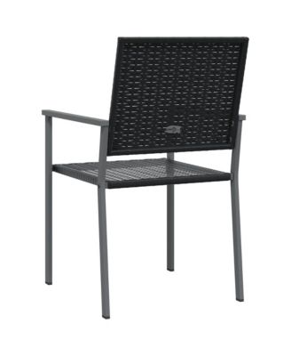 Garden Chair Set of 2 Black PE rattan, powder-coated steel