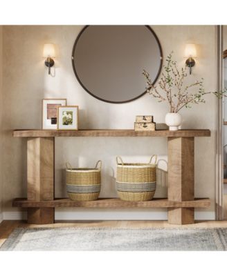 71-Inch Long Console Table for Entryway, Wooden Sofa Table Behind Couch