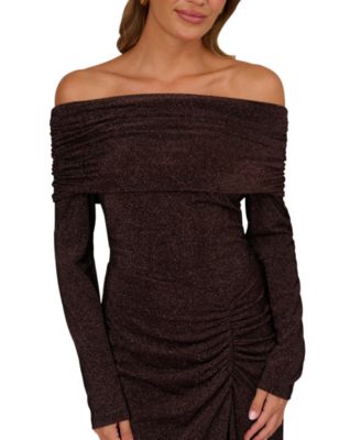 Papell Women's Off-The-Shoulder Long Sleeve Maxi Dress