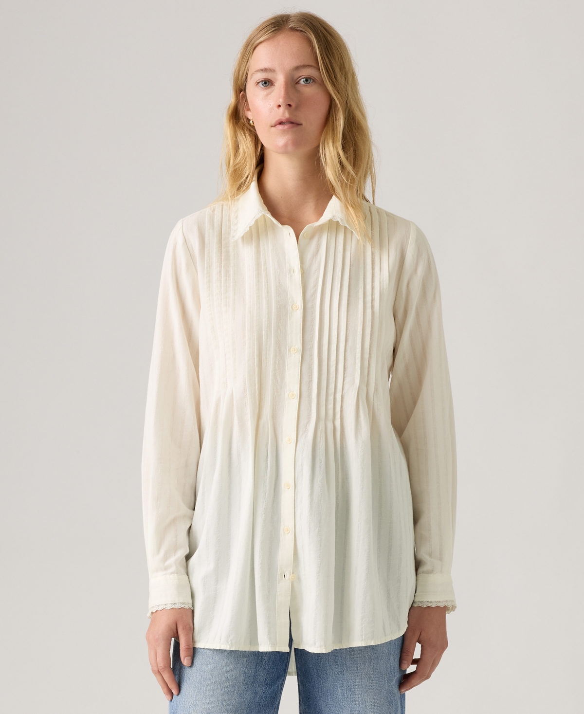 Levi's Women's Faye Long-sleeve Pop Over Tunic In White