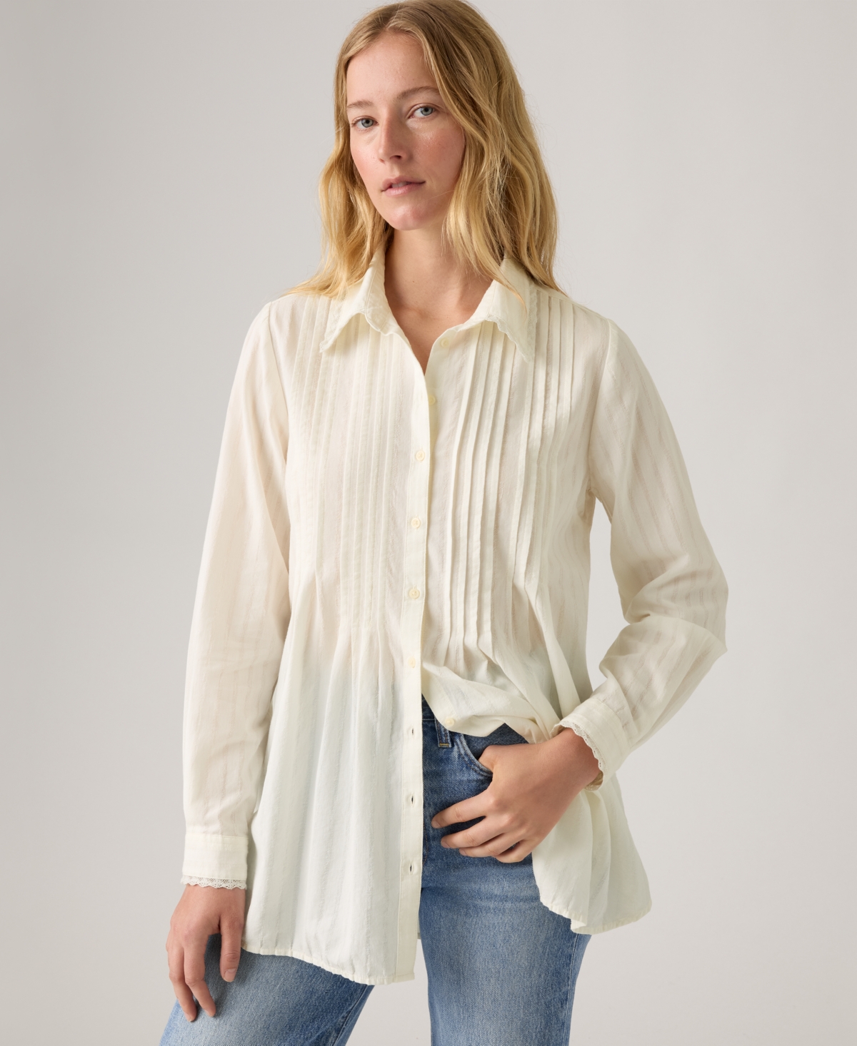 Levi's Women's Faye Long-sleeve Pop Over Tunic In White