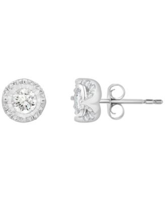 Diamond Halo Stud Earrings (3/4 ct. t.w.) in 14k White Gold