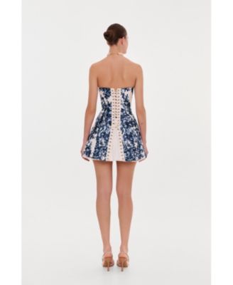 Women's Strapless Mini Dress With Accent Lacing