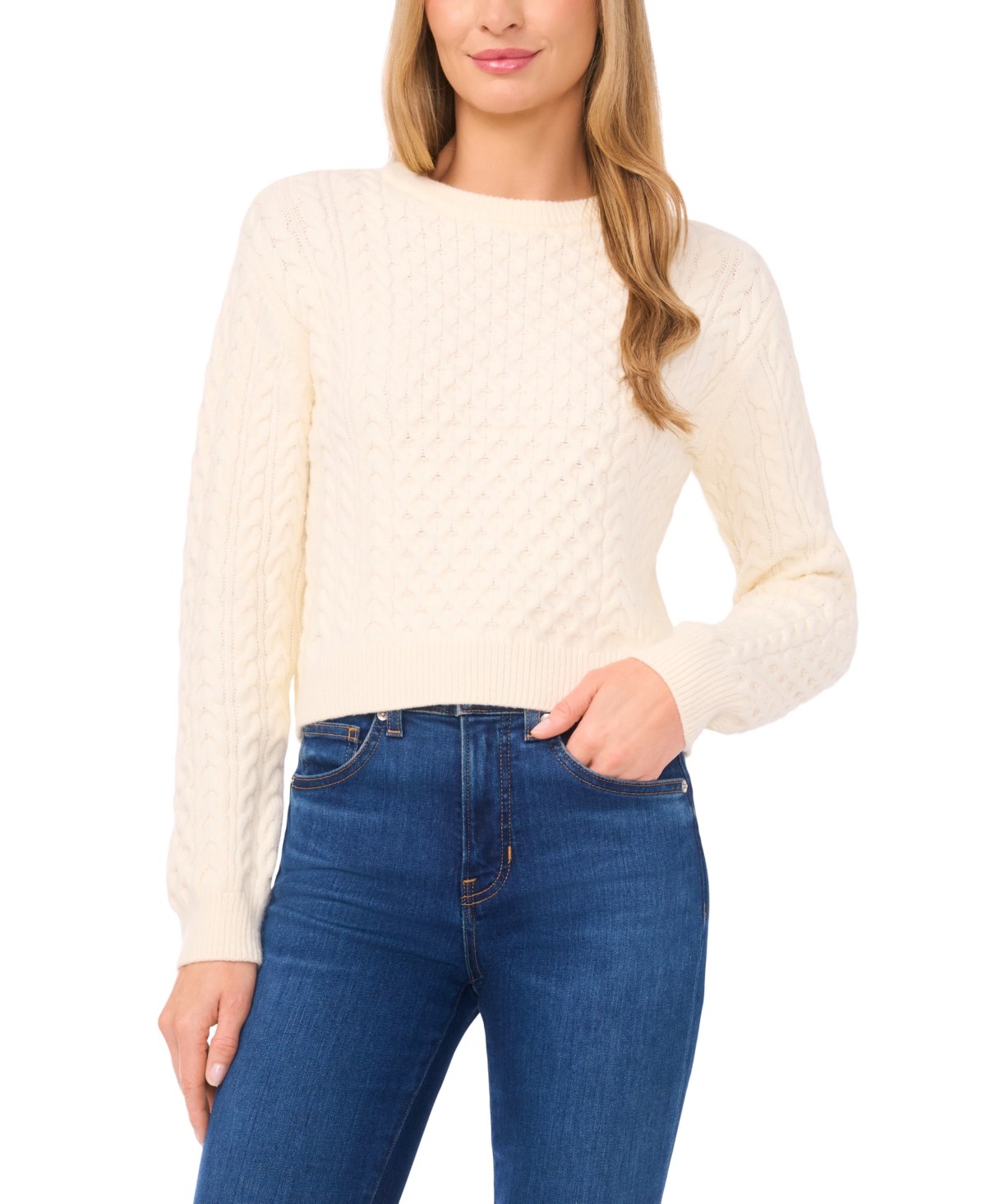 Cece Women's Long-sleeve Cable-knit Sweater In Pink