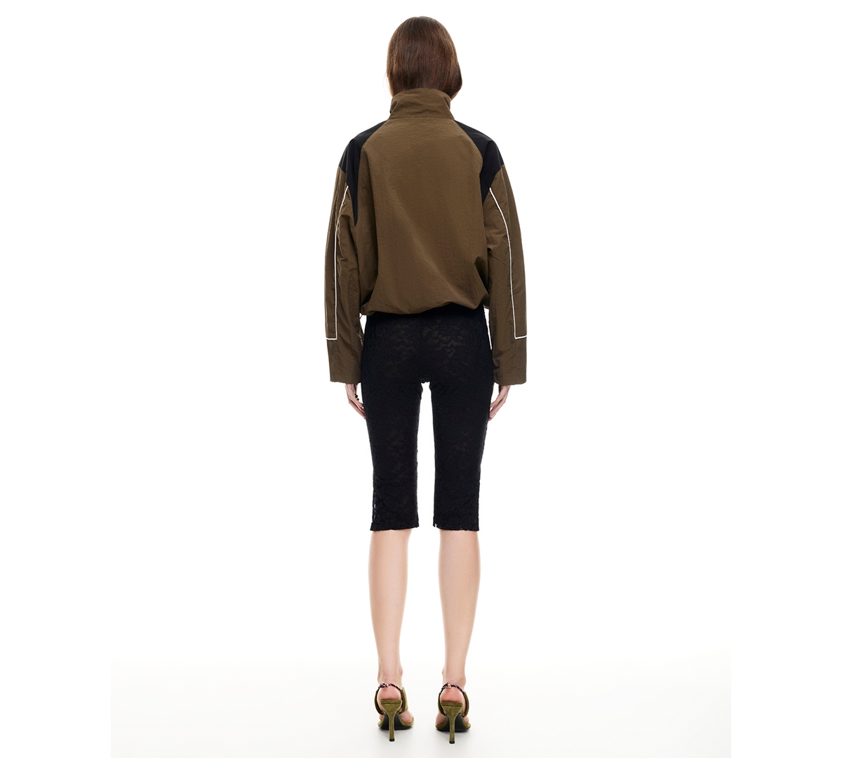 Lioness Women's Shoreline Windbreaker High Neck Jacket In Green