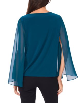 Women's Crystal-Embellished Flutter-Sleeve Top