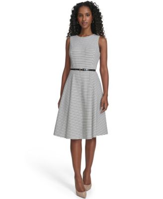 Tommy Hilfiger - Women's Sleeveless Pick Stitch Knit Belted Midi Dress