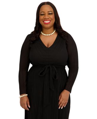 Women's V-Neck Long-Sleeve Dress