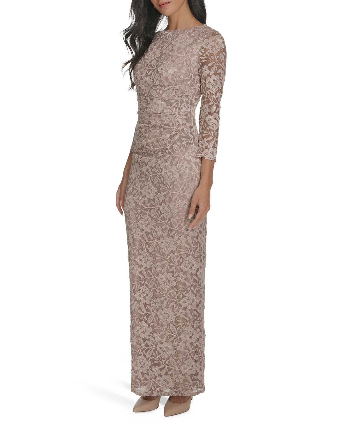 Jessica Howard Women's 3/4-sleeve Side Tuck Gown In Gold