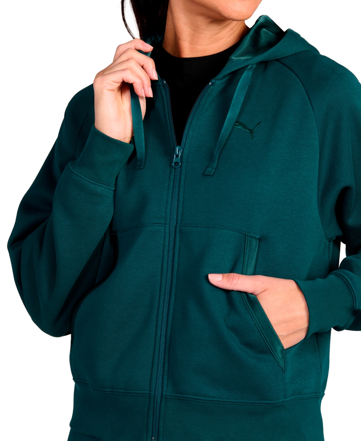 Puma Women's Elevated Satin Full-Zip Fleece Hoodie