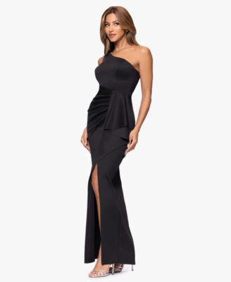 Women's One-Shoulder Side Ruffle Long Dress