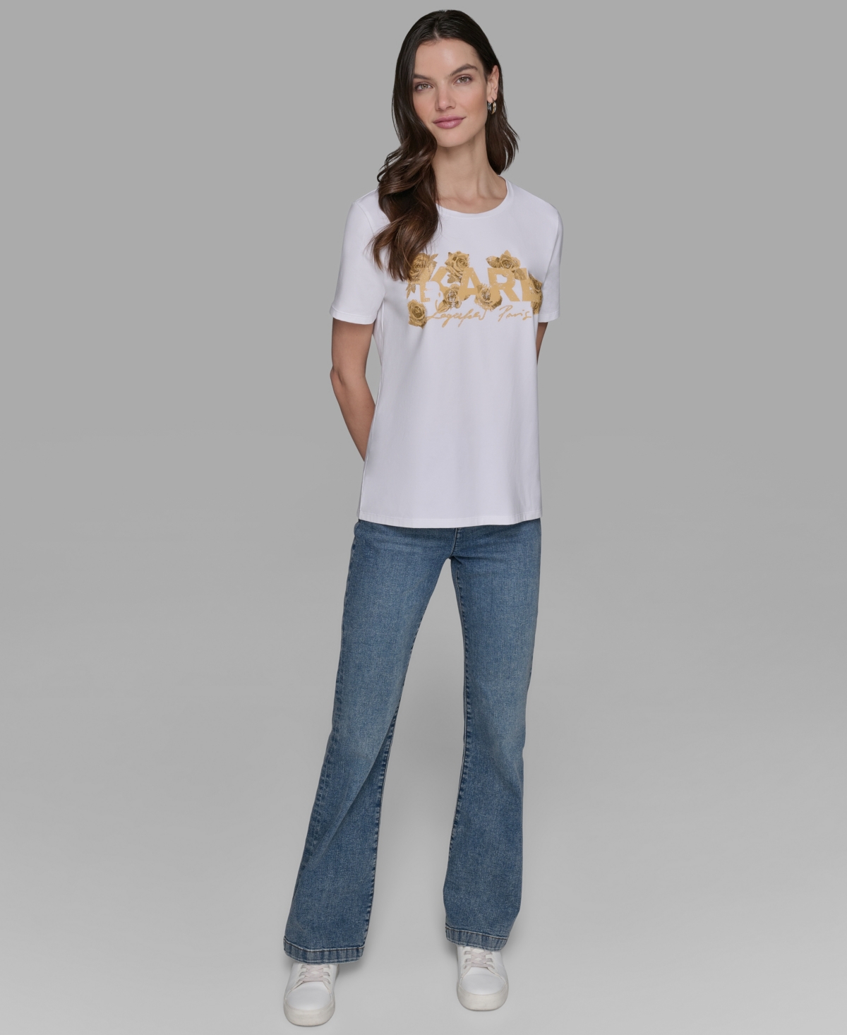 Karl Lagerfeld Women's Floral Short-sleeve T-shirt In White