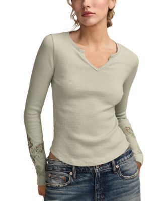 Women's Cutwork Notch Neck Top