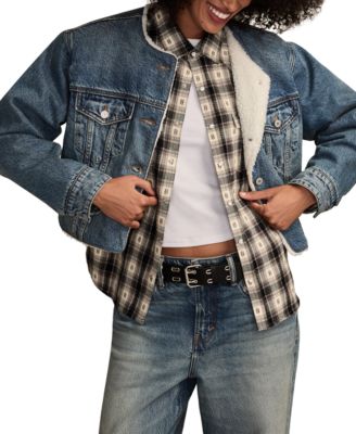 Women's Collarless Cropped Trucker Jacket