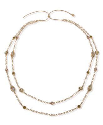 Anne Klein - Glass and Abalone Stone Multirow Necklace
