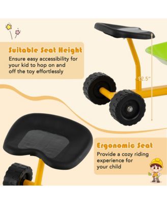 Kids Ride-On Sand Dumper Outdoor Sandbox Toy w/ Controllable Shovel & 4 Wheels