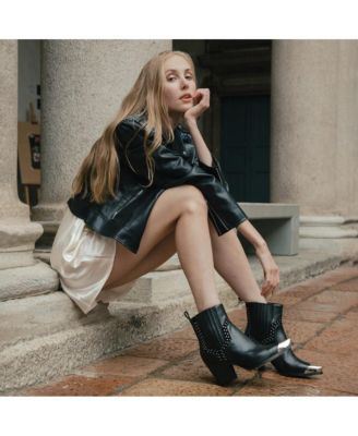 Women's Exclusive Leather Ankle Boots Firehouse With Metal Tip