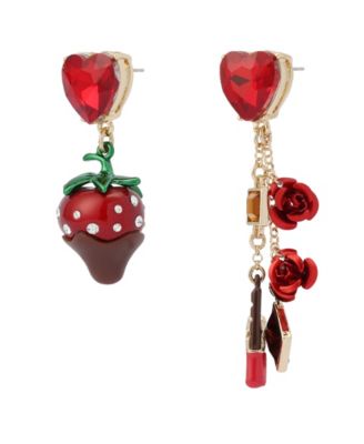 Faux Stone Love Spell Chocolate Strawberry Mismatch Earrings