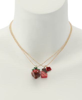 Faux Stone Love Spell Chocolate Strawberry Necklace Set