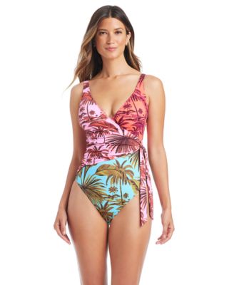 Bleu by Rod Beattie - Women's Lotus Printed Over-The-Shoulder Swimsuit
