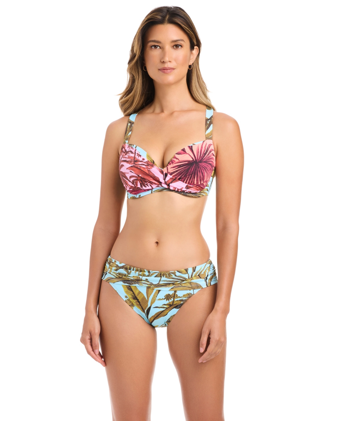 Bleu Rod Beattie Women's Lotus Printed Over-the-shoulder Swim Bra In Multi