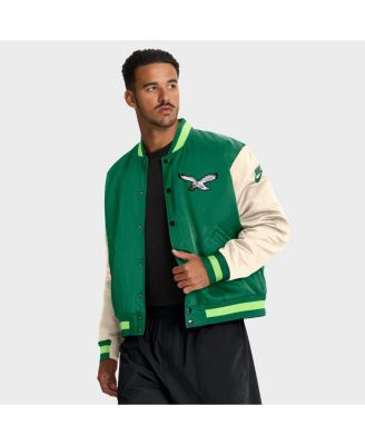 Men's Kelly Green/Cream Philadelphia Eagles Rewind Legacy Full-Snap Bomber Jacket