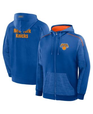 Men's Blue New York Knicks Back Door Cut Play Defender Full-Zip Hoodie