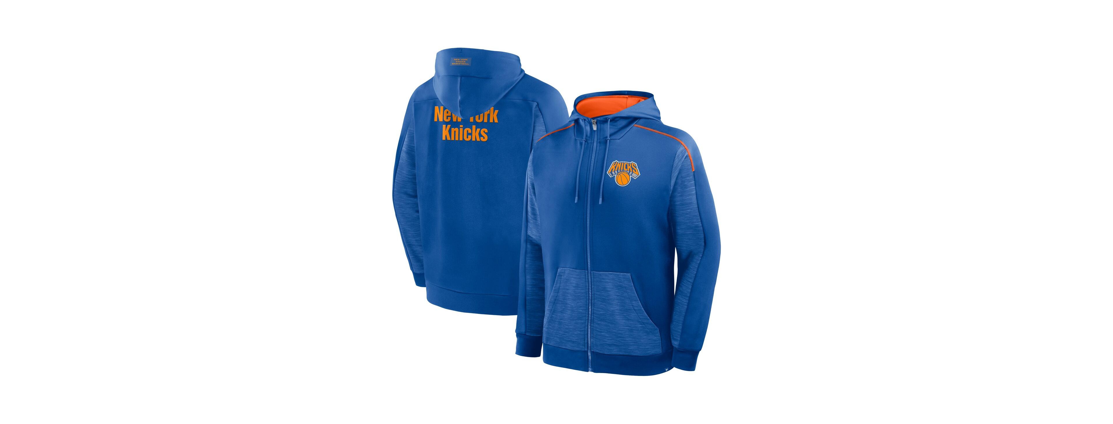 Fanatics Men's Blue New York Knicks Back Door Cut Play Defender Full-Zip Hoodie