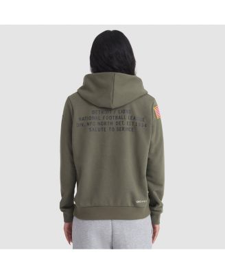 Women's Olive Detroit Lions 2025 Salute to Service Sideline Standard Issue Dri-FIT Hoodie