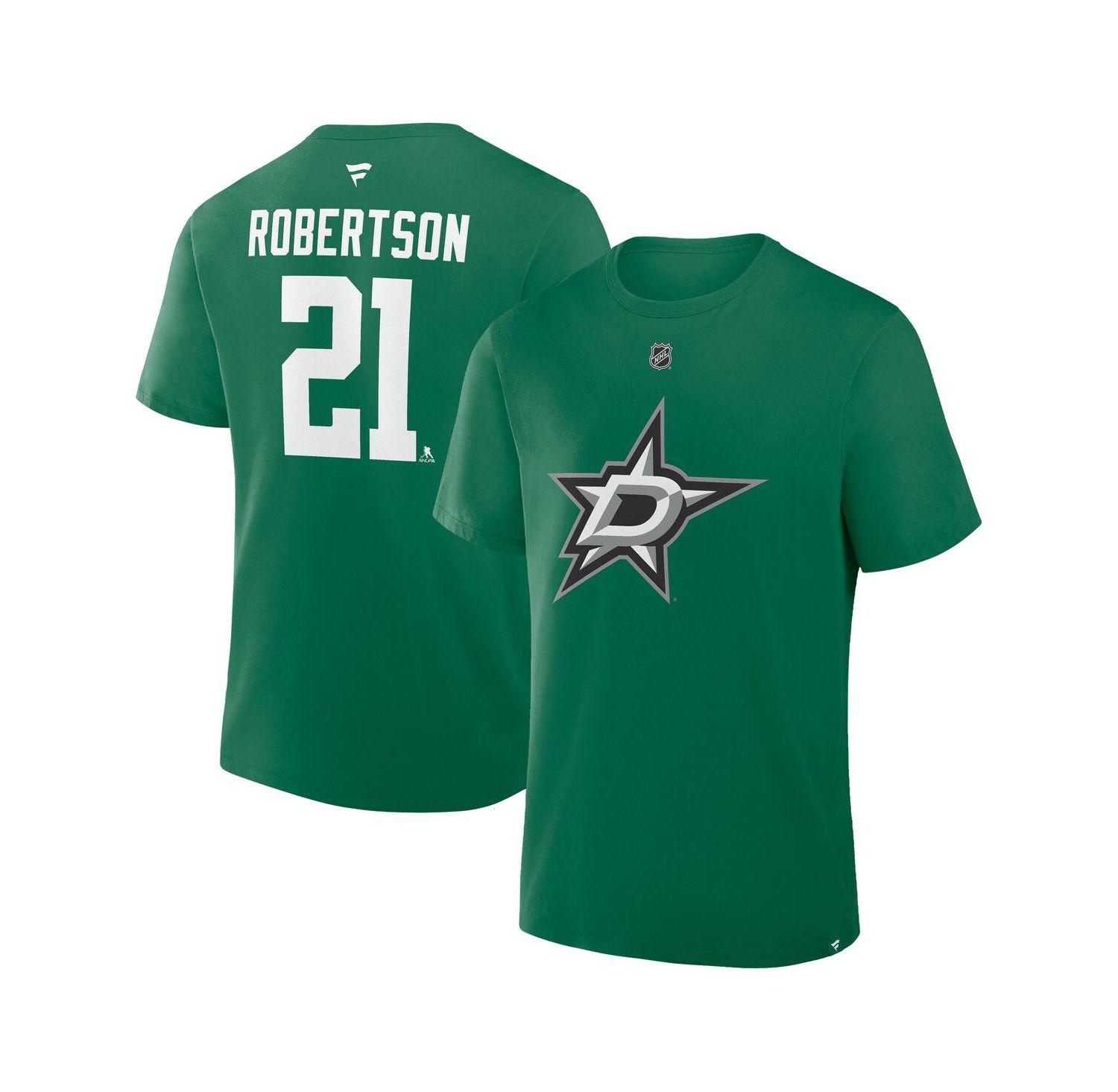 Men's Jason Robertson Kelly Green Dallas Stars Authentic Stack Name & Number T-Shirt