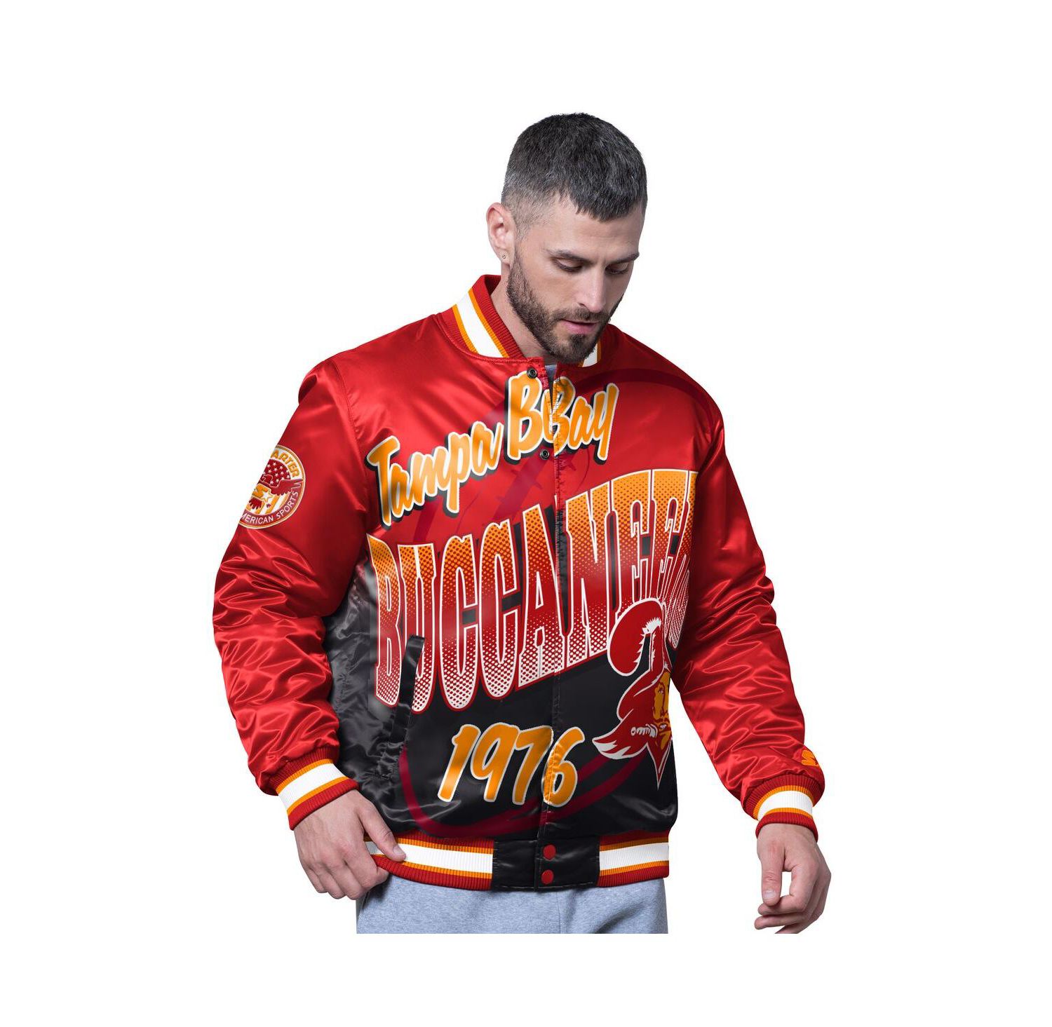 Men's Red Tampa Bay Buccaneers Retro Pass Rush Varsity Full-Snap Jacket