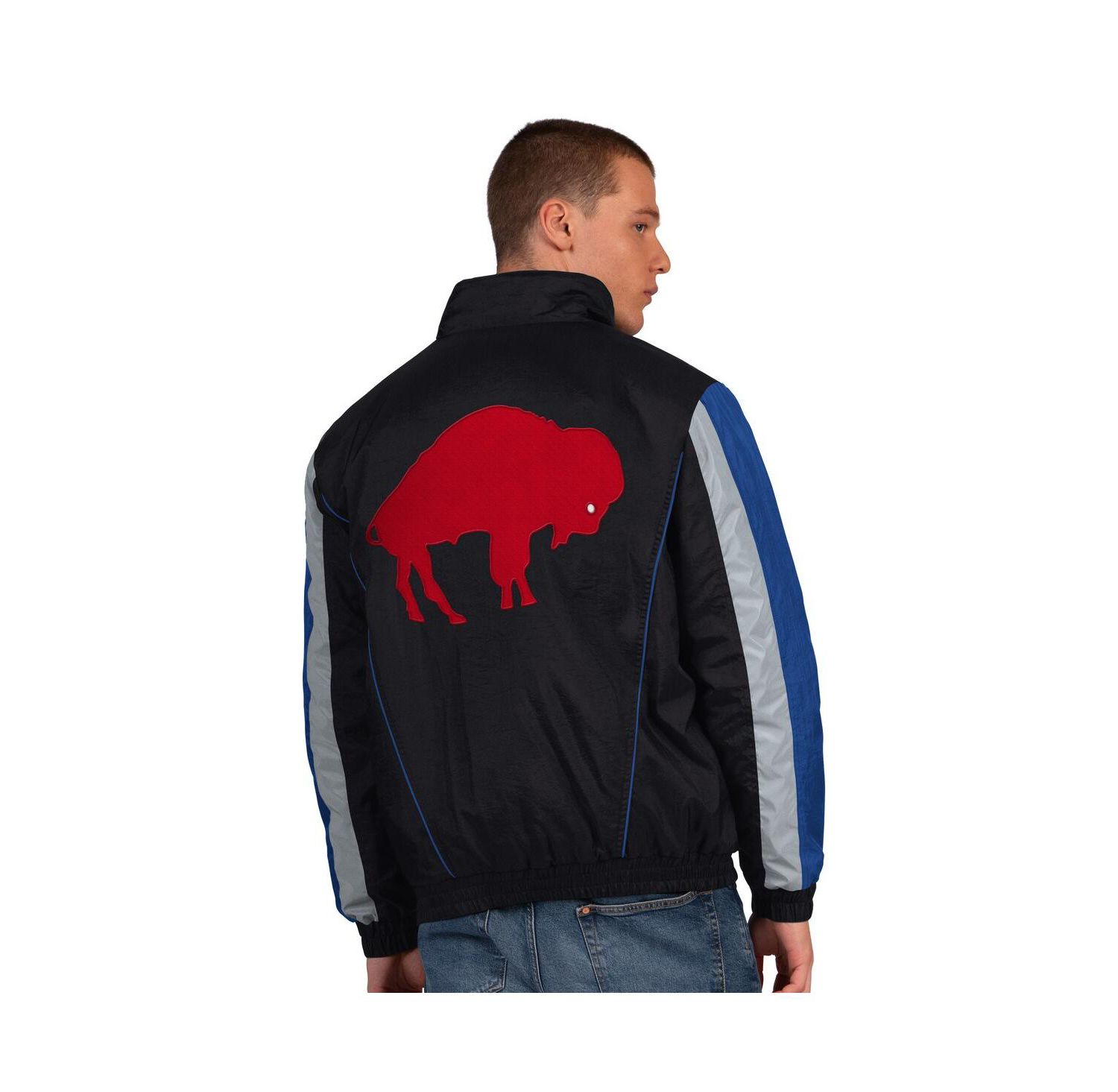 Men's Black Buffalo Bills Thursday Night Gridiron Vintage Logo Half-Zip Jacket