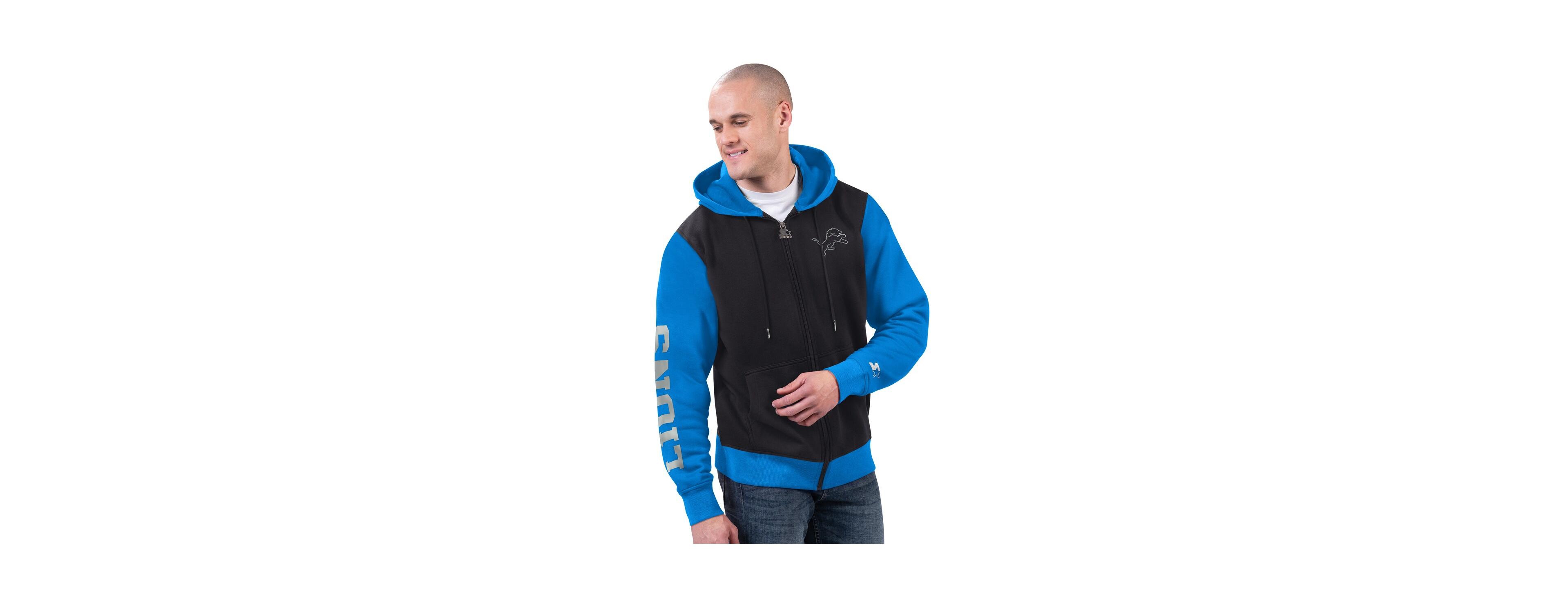 Starter Men's Black/Blue Detroit Lions Thursday Night Gridiron Full-Zip Hoodie