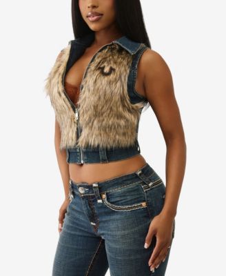 Women's Fur Denim Vest