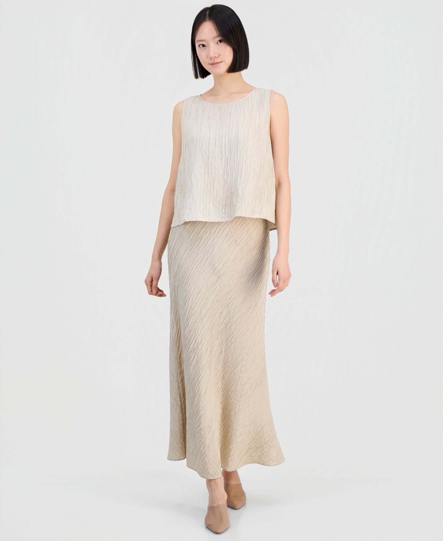 Women's Silk Textured Pull-On Skirt