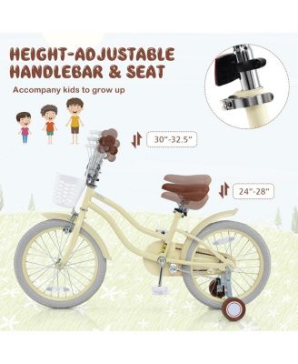 18 Inch Kids Bike Adjustable with Training Wheels Ages 3-8 Years Olds-18 inches