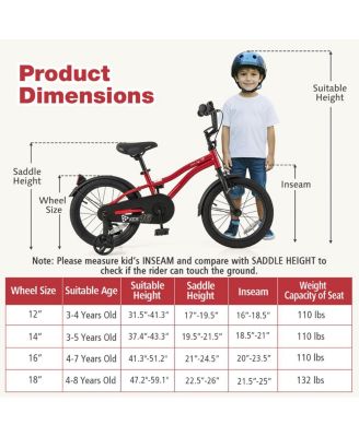 12 Inch Kids Bike Adjustable Bicycle with Reflectors and Bell for 3-8 Years Old