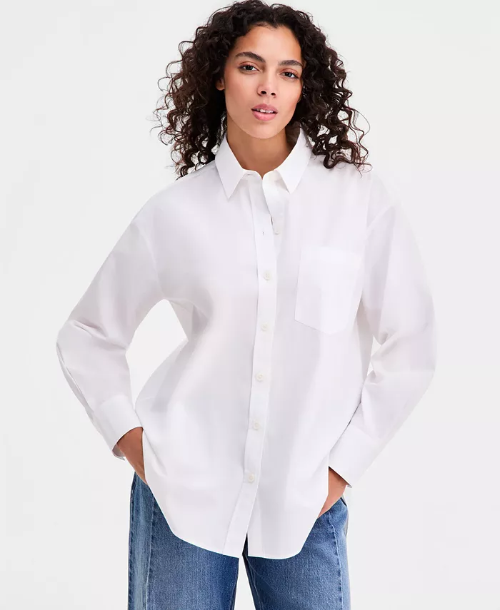 Women's Cotton Poplin Oversized Button Down Shirt