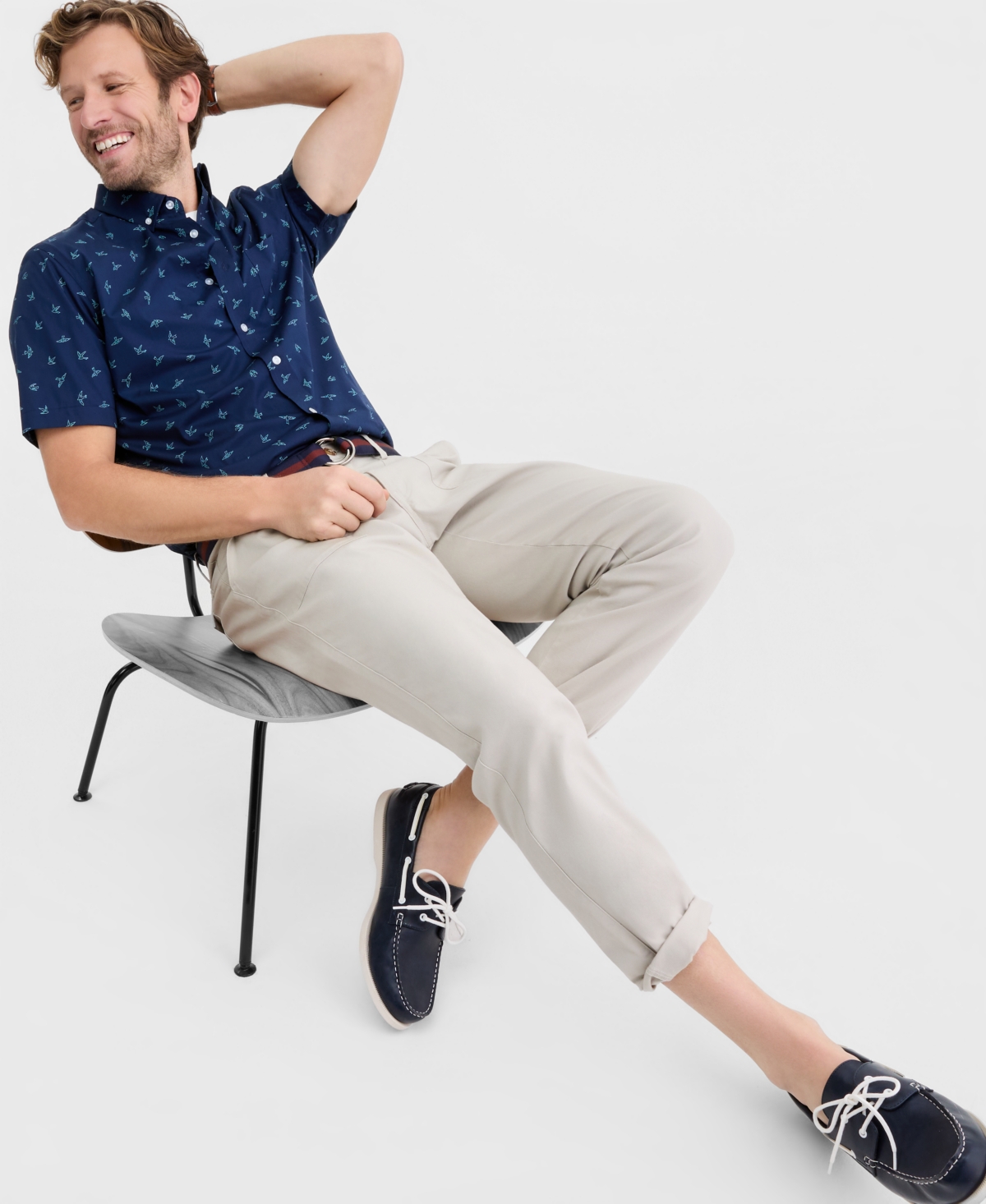 Club Room Men's Birds Sky Poplin Short-Sleeve Shirt, Macy's Exclusive