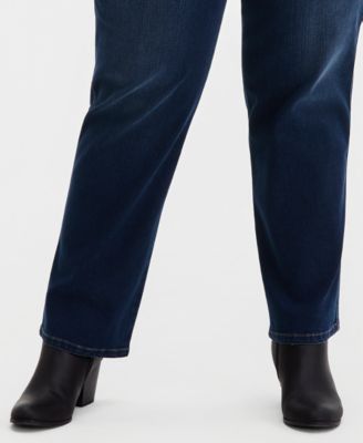 Plus Size Pull-On Shaping High-Rise Straight-Leg Jeans, Macy's Exclusive