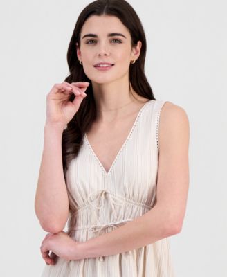 Juniors' Striped Picot-Trim Mini Dress