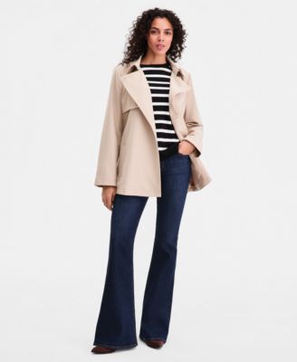 Women's Short Belted Crepe Trench Coat