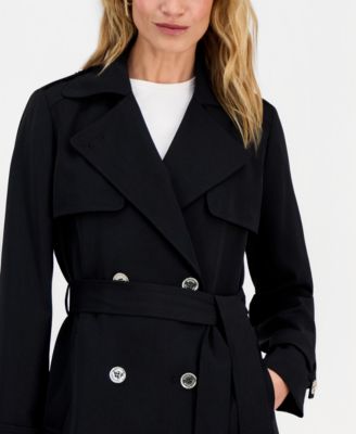 Women's Double-Breasted Belted Crepe Trench Coat