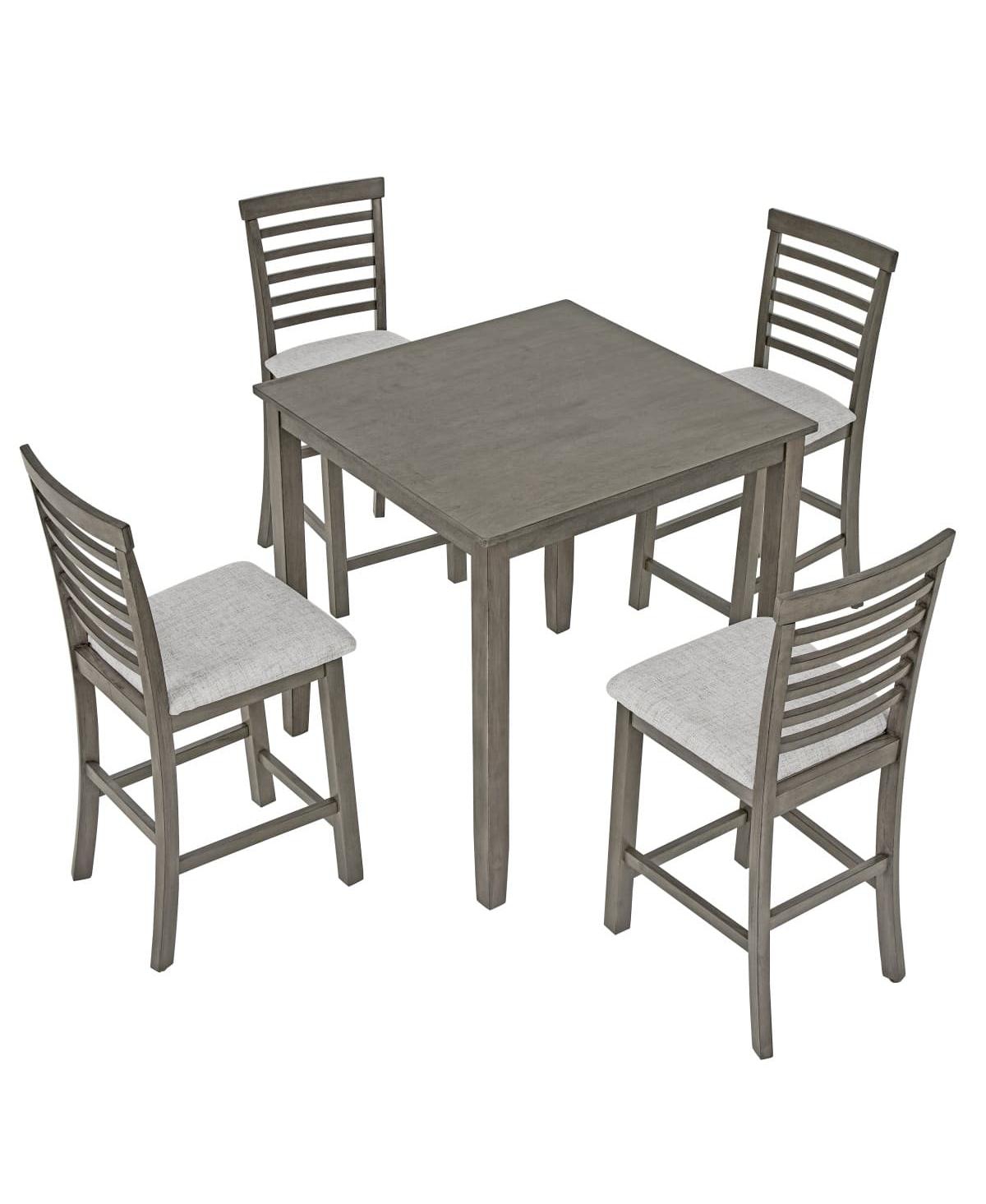 Maison Boucle 5-Piece Counter Height Dining Table and Chairs Set, Bar Table with Upholstered Stools for Kitchen or Apartment