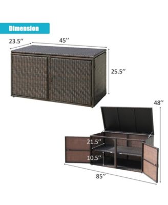 88 Gallon Garden Patio Rattan Storage Container Box