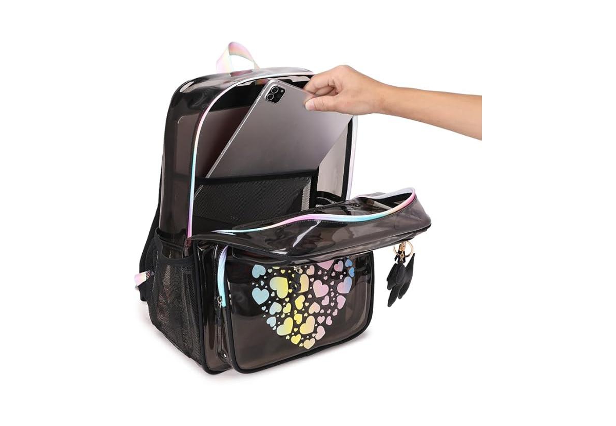 Batfox Clear Backpack for School Girls, Heavy Duty Tpu Transparent Backpack Stadium Events Approved, Clear Bookbag