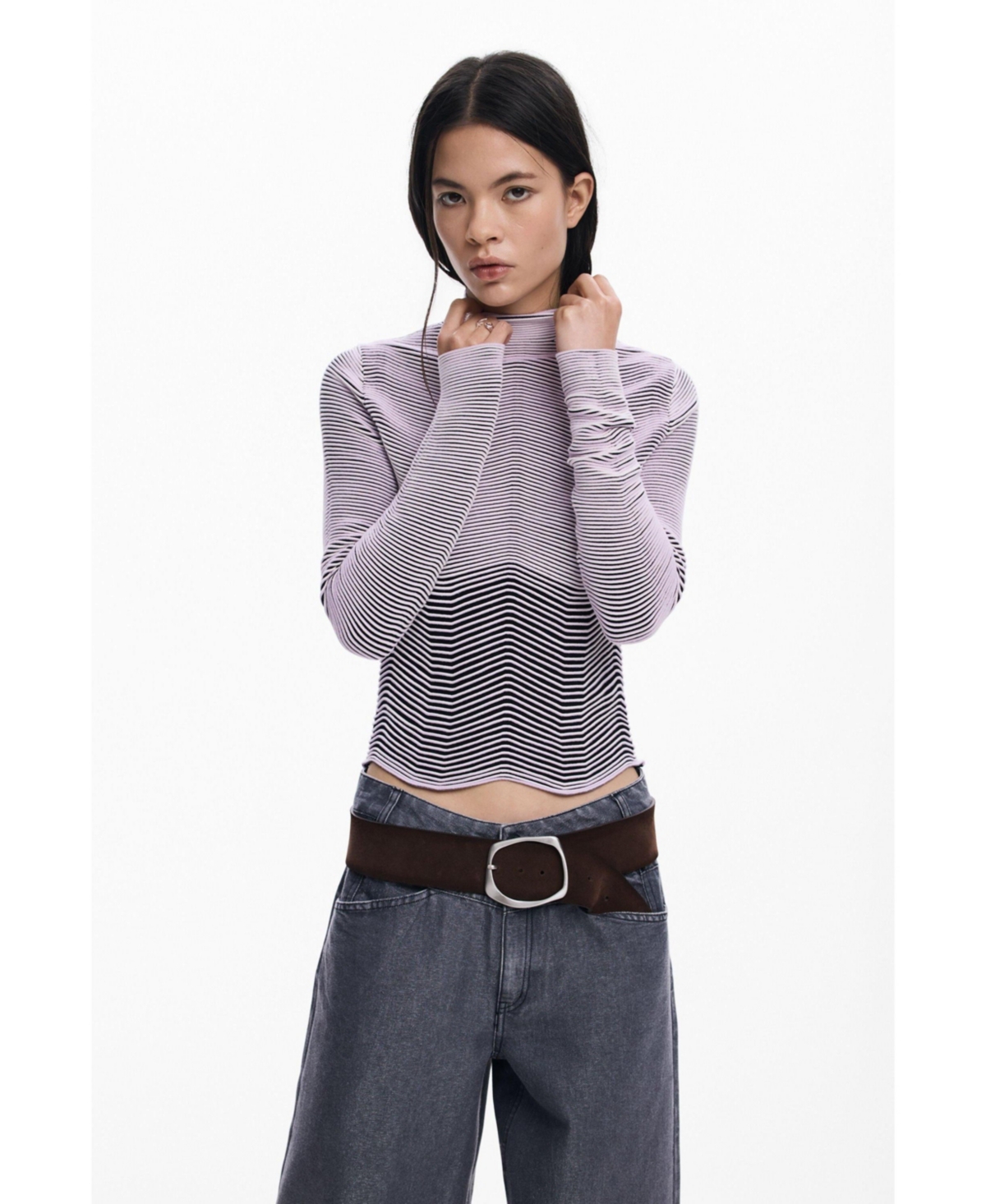 Desigual Women's Striped textured sweater