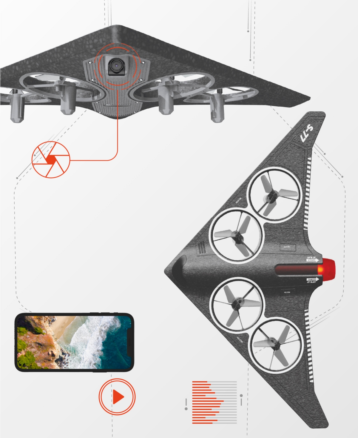 Sharper Image Stealth Recon Video Drone with Live Streaming Camera