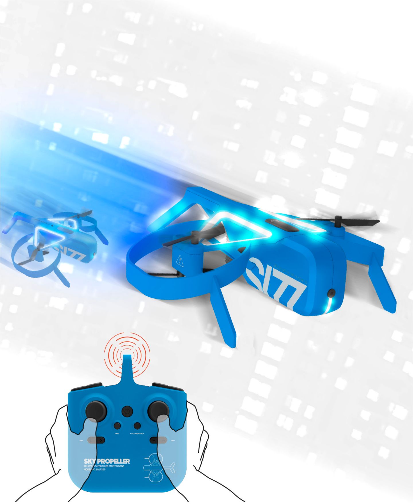 Детская игрушка Sharper Image Sky Propeller Remote Control Quad-Copter Drone, цвет: Синий — фото 2